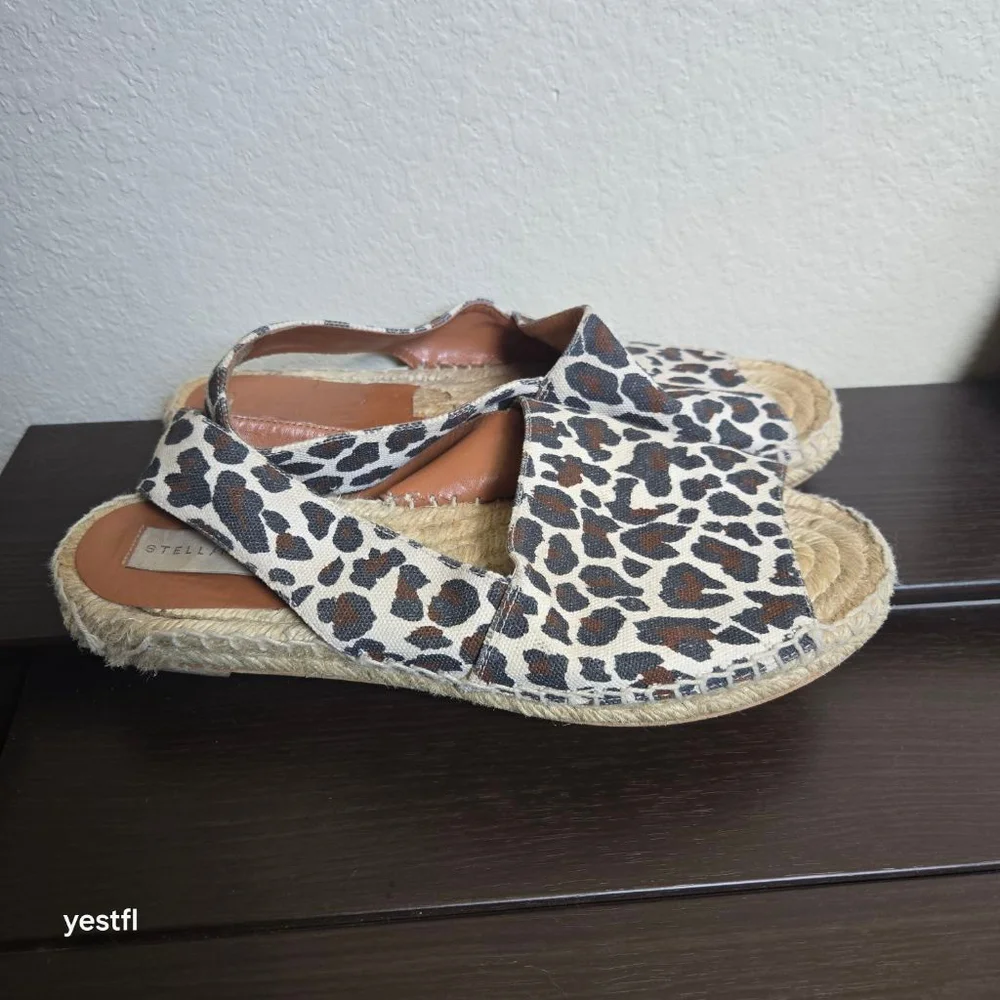 Stella McCartney Beige Brown Leopard Print Espadrilles IT 36 US 6